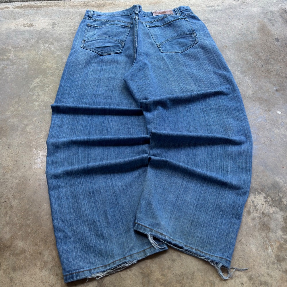 Vintage Y2K Brooklyn Xpress Jeans Wide Leg Baggy Streetwear Blue 40x31 (i1)